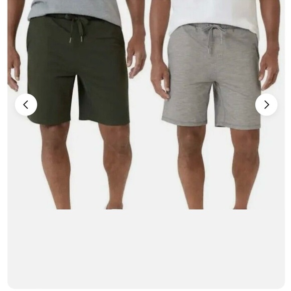 2 Pk Men's Eddie Bauer XXL 2XL Shorts Athletic Gray Olive Side Zipper Pocket NWT - Picture 2 of 9